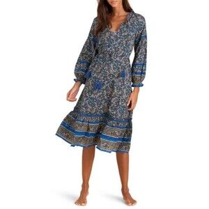 Veronica Beard Sahana Midi Dress Paisley Print Eyelet Ruffle Cotton S New 282086